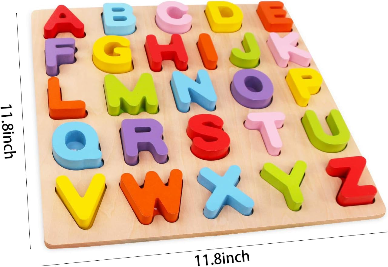 Alphabet Puzzle, ABC Letter Puzzles for Toddlers1 2 3 Years Old, Educational Learning Toys for Toddlers, Alphabet Toys with Puzzle Board & Letter Blocks, Best Surprise for Girls and Boys