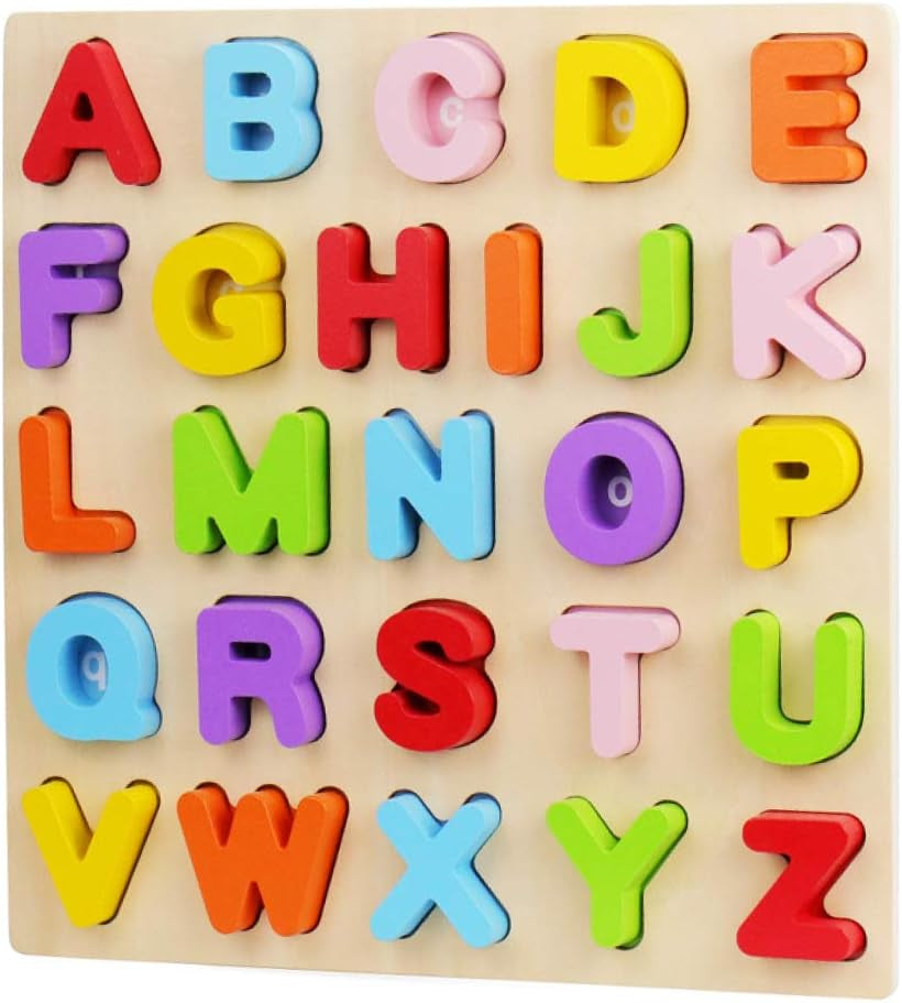 Alphabet Puzzle, ABC Letter Puzzles for Toddlers1 2 3 Years Old, Educational Learning Toys for Toddlers, Alphabet Toys with Puzzle Board & Letter Blocks, Best Surprise for Girls and Boys
