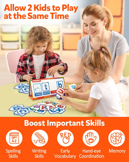 CVC Spelling Games,Desktop CVC Word Reading Learning Toy, Montessori Educational Phonics Games for 3 Year Old