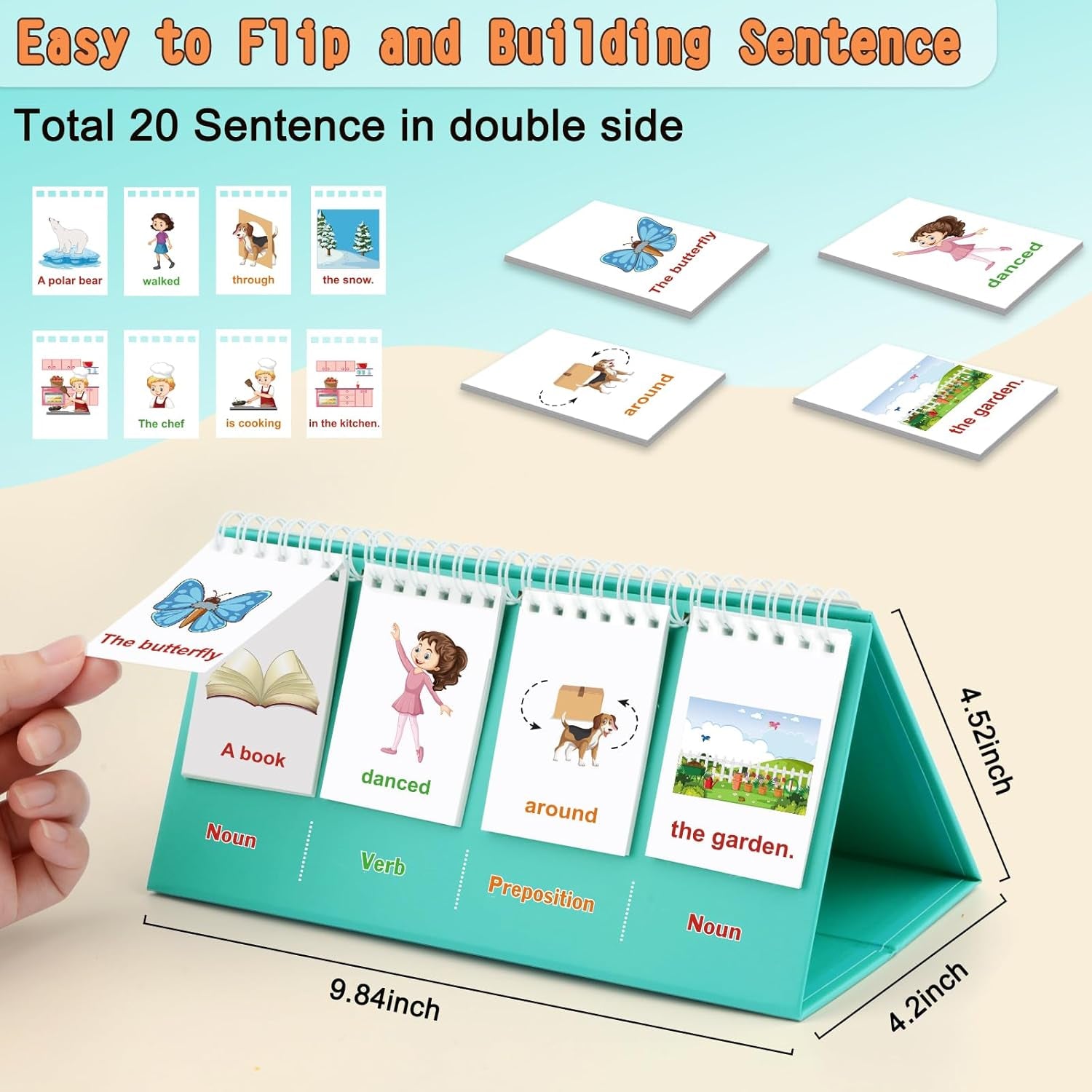 Speech Therapy Toys, Sentence Building for Kids First St 2Nd 3Rd Grade Kindergarten Classroom Must Haves, Phonics Reading Games for Kids Ages 6-8, Double-Sided Flip Stand Homeschool Supplies