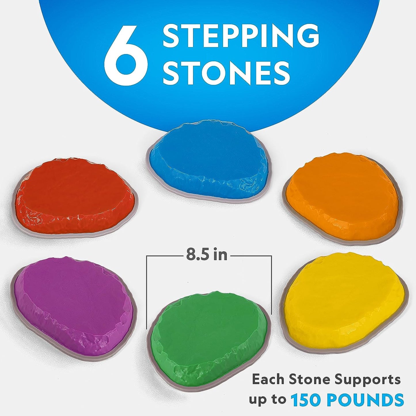 Physical Development Stepping Stones for Kids – 6 Durable Non-Slip Stones Encourage Toddler Balance & Gross Motor Skills