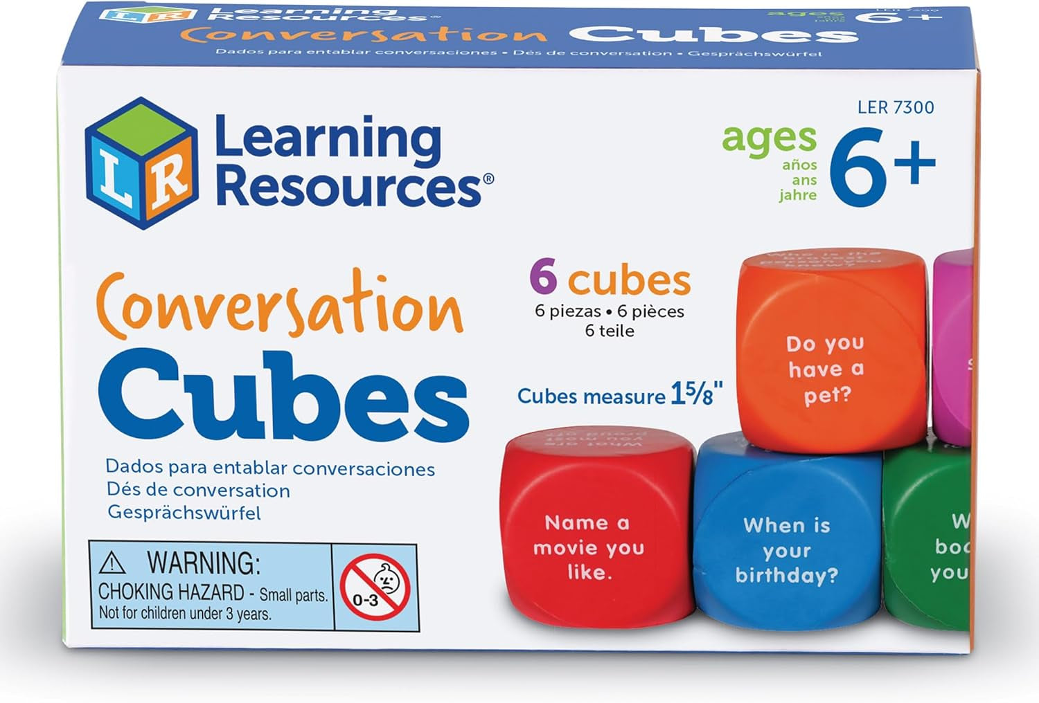 Conversation Cubes - 6 Pieces, Ages 6+ Foam Cubes for Social Emotional Learning, School Counselor Supplies, Speech Therapy Toys, Ice Breaker Cubes