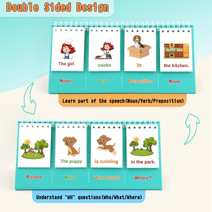 Speech Therapy Toys, Sentence Building for Kids First St 2Nd 3Rd Grade Kindergarten Classroom Must Haves, Phonics Reading Games for Kids Ages 6-8, Double-Sided Flip Stand Homeschool Supplies