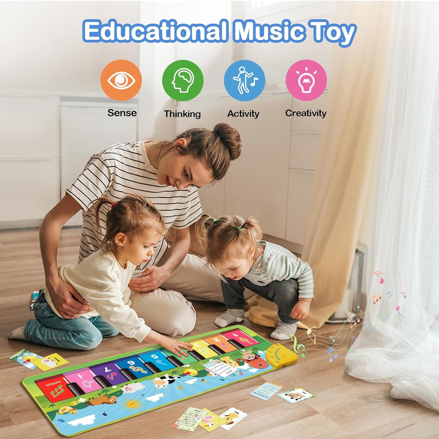 Physical Development Floor Piano Mat for Toddlers, Baby Kid Sensory Educational Dancing Keyboard 