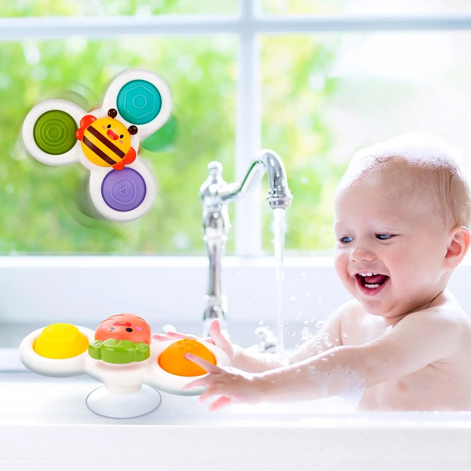 Suction Cup Spinner Toys Baby Toys 12-24 Months Sensory Toys for Toddlers Spinning Top Toy Bath Toys