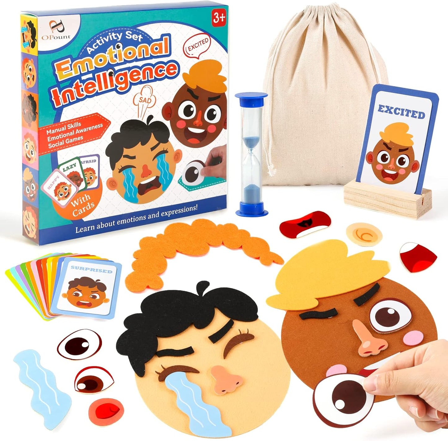 Social Emotional Learning Toy, Funny Faces Games with 28 Facial Expressions and 12 Emotional Flashcards, Preschool Learning Activities Toy to Express Emotions for Kids Age 3+