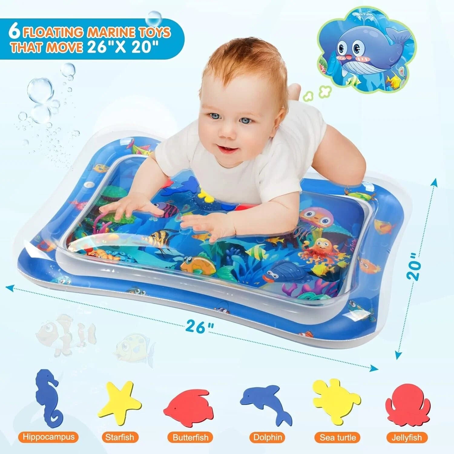 Inflatable Tummy Time Mat Premium Baby Water Play Mat for Infants and 3