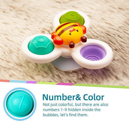 LiKee Strong Suction Cup Fidget Rotating Sensory Bath Toys for Baby, Airplane Car Travel Table & Window Toys for Toddler Boys and Girls, 10+ Months