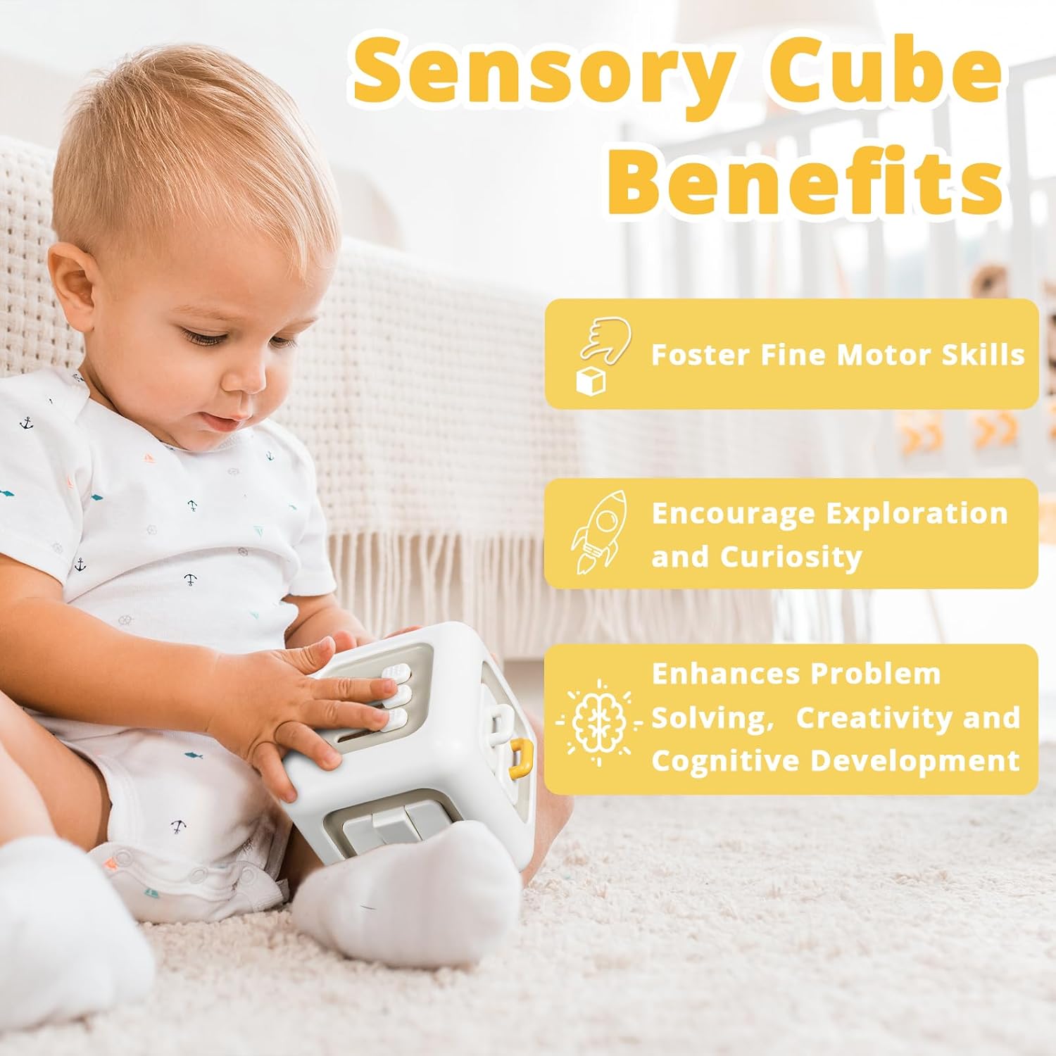 Engaging Busy Cube for 1 Year Old Boys | Montessori Sensory Toy for Toddlers 1-3 | Perfect 1st Birthday Gift for Learning Fine Motor Skills