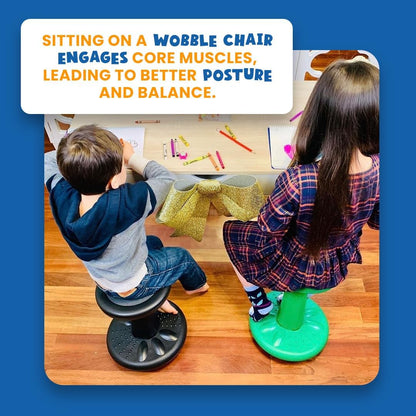 Activechairs Kids Wobble Chair, Flexible Preschool & Elementary Classroom Seating, Improves Focus, Posture & Helps ADHD/ADD, Sensory Chair, [Active Fidget Chairs], 14" Stool, Ages 3-7, Black