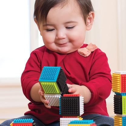 Cognitive Developmental Toy, Press & Stay Sensory Blocks for Babies Age Grade 6M+ , 24-Piece Set, Multicolor