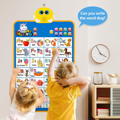 Language Development Electronic Alphabet Wall Chart, Talking ABC, 123S, Music Poster, Interactive Educational Toddler Toy, Birthday Gifts for Age 1 2 3 4 5 Year Old Boys Girls - Blue