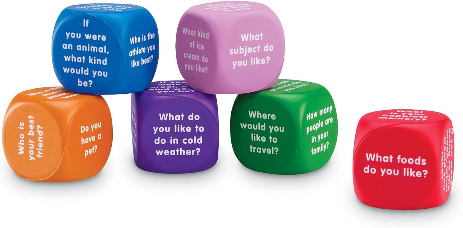 Conversation Cubes - 6 Pieces, Ages 6+ Foam Cubes for Social Emotional Learning, School Counselor Supplies, Speech Therapy Toys, Ice Breaker Cubes