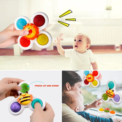 Suction Cup Spinner Toys Baby Toys 12-24 Months Sensory Toys for Toddlers Spinning Top Toy Bath Toys