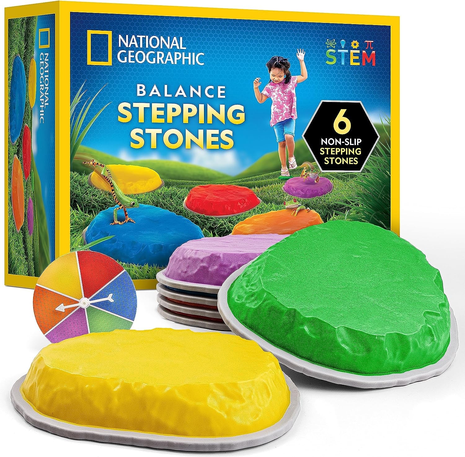 Physical Development Stepping Stones for Kids – 6 Durable Non-Slip Stones Encourage Toddler Balance & Gross Motor Skills