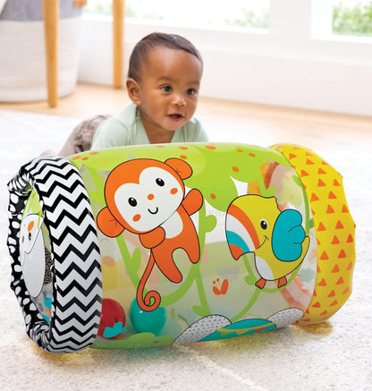 Jungle Peek & Roll - Encourages Crawling, Inflatable Activity Toy with Bouncing Balls Inside, Fun & Friendly Animal Characters, Helps Gross Motor Skill Development, for Babies 6M+