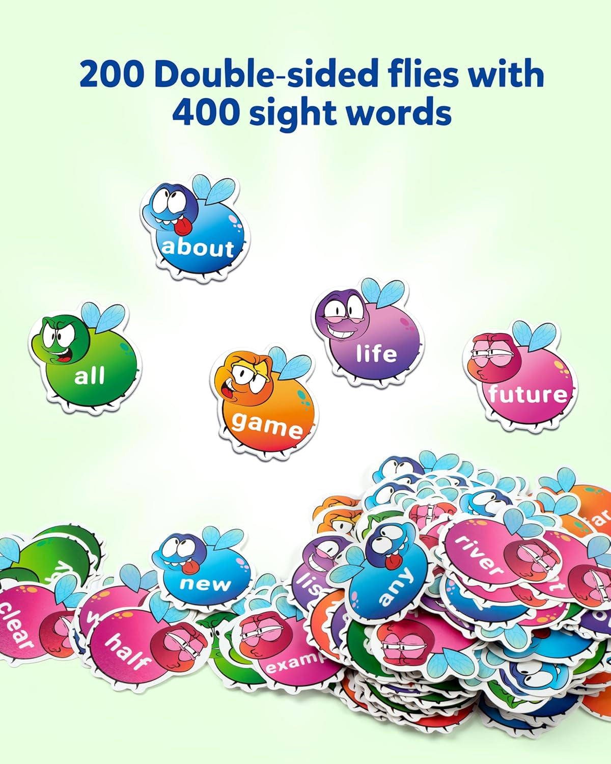 Sight Words Learning Game, Dolch Word Literacy Flash Cards Reading Phonic Toy with 400 Fry Sight Words List, Educational Montessori Toy Game for 3 4 5 Year Old Kids