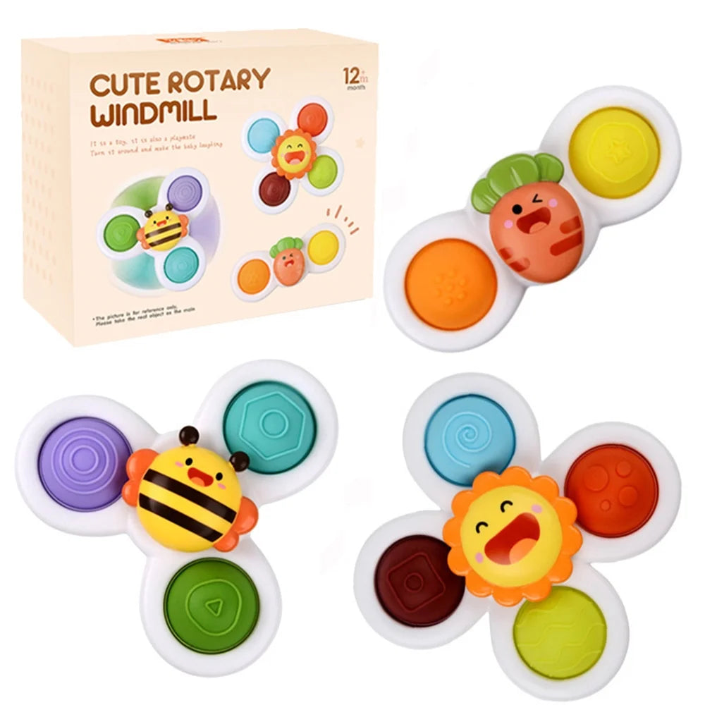 Suction Cup Spinner Toys Baby Toys 12-24 Months Sensory Toys for Toddlers Spinning Top Toy Bath Toys