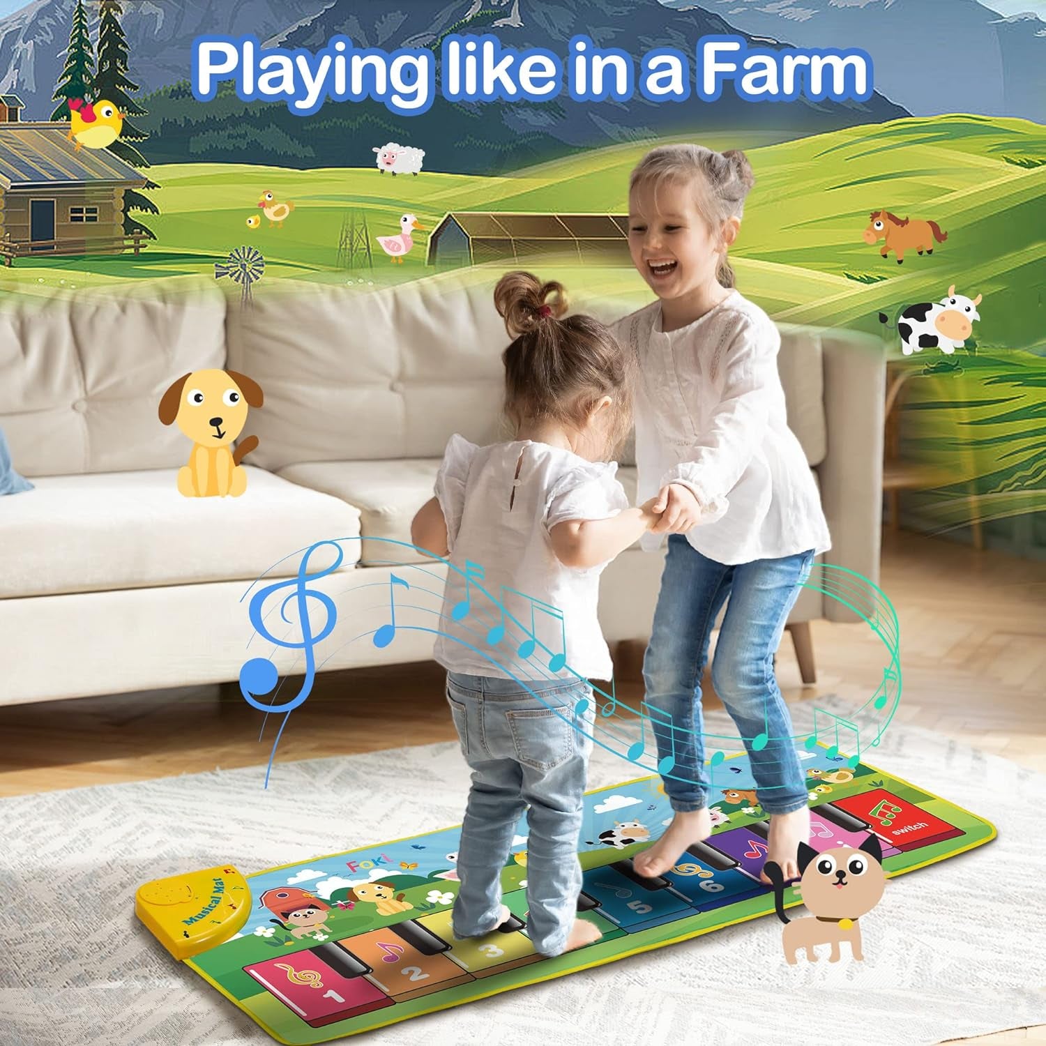 Physical Development Floor Piano Mat for Toddlers, Baby Kid Sensory Educational Dancing Keyboard 