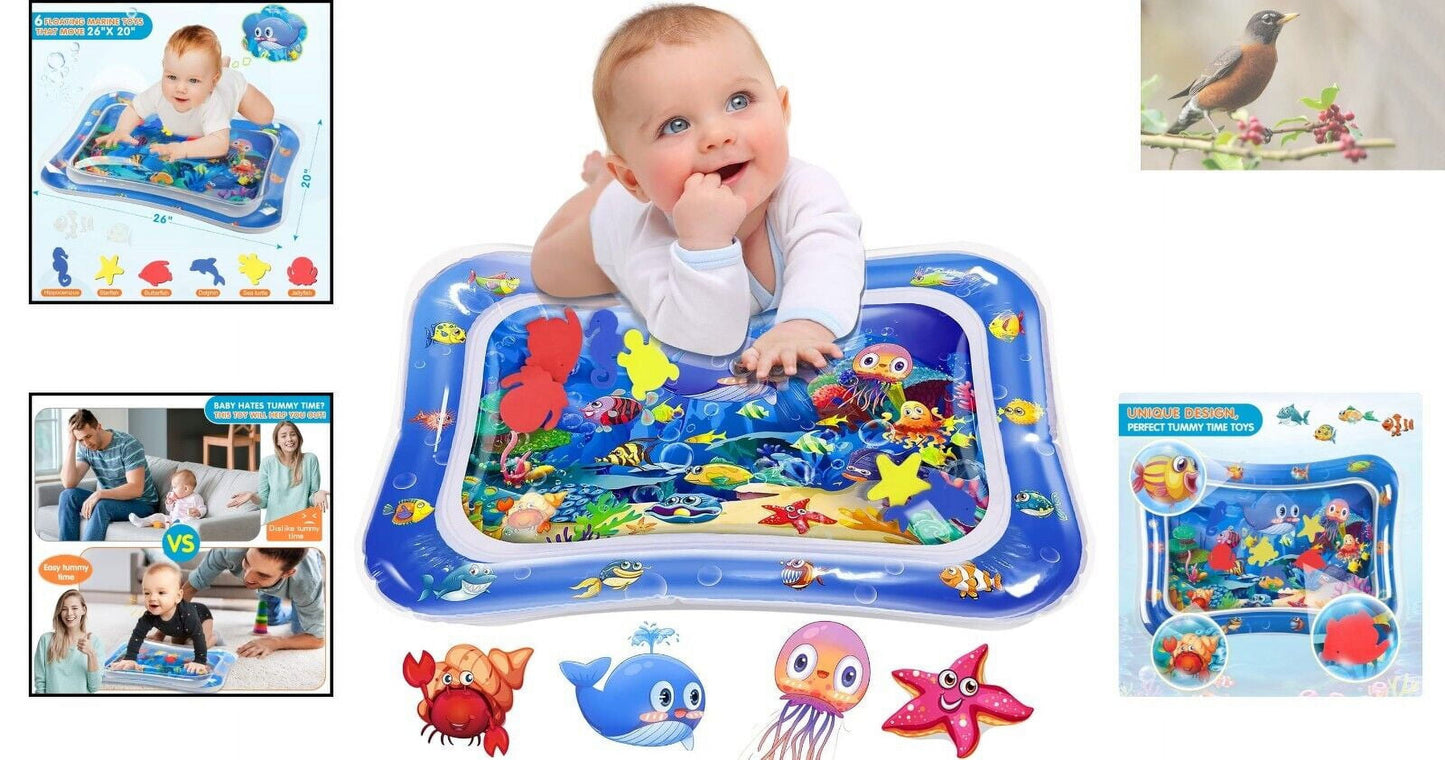 Inflatable Tummy Time Mat Premium Baby Water Play Mat for Infants and 3