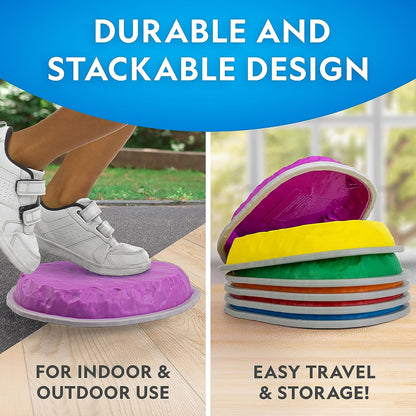 Physical Development Stepping Stones for Kids – 6 Durable Non-Slip Stones Encourage Toddler Balance & Gross Motor Skills