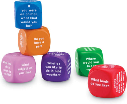 Conversation Cubes - 6 Pieces, Ages 6+ Foam Cubes for Social Emotional Learning, School Counselor Supplies, Speech Therapy Toys, Ice Breaker Cubes